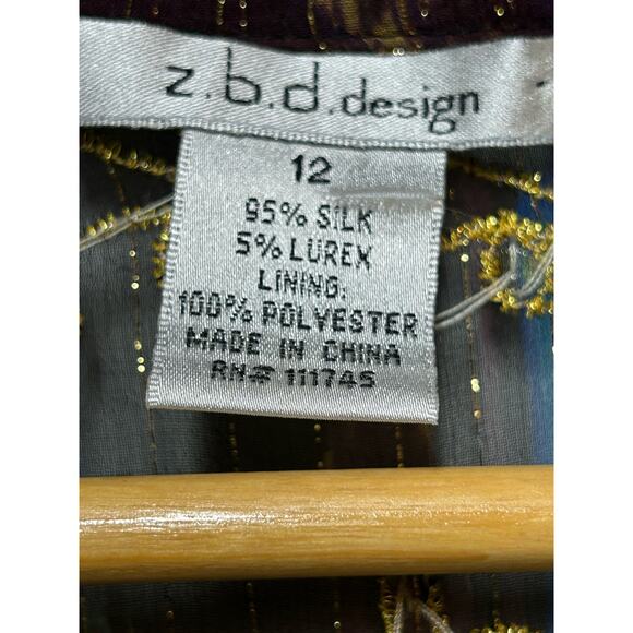 z.b.d Designs Bling Bling Bathing Suit Cover up Size 12 Silk Blend - Picture 3 of 8